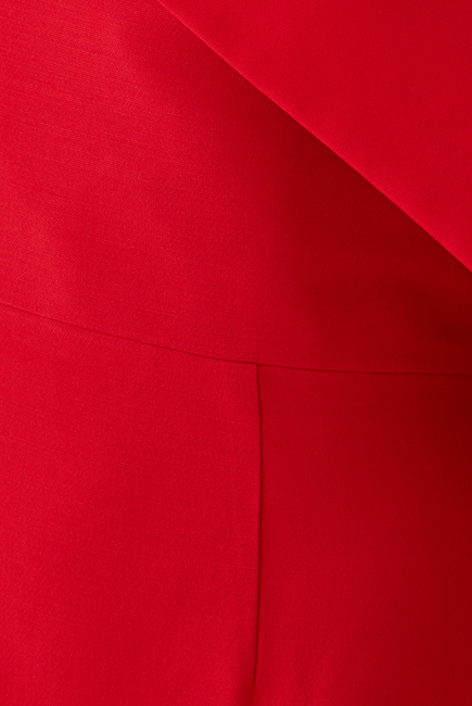 ASYMMETRIC WOOL SILK MAXI DRESS RED:Red :12